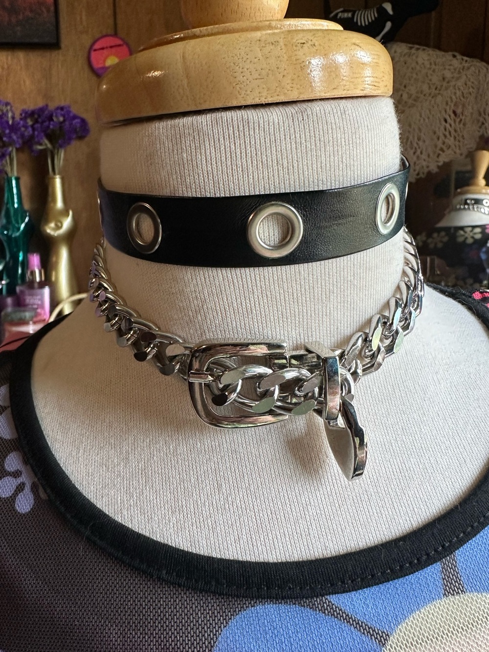 Dolls Kill • Faux Leather Grommet Adjustable Choker Necklace